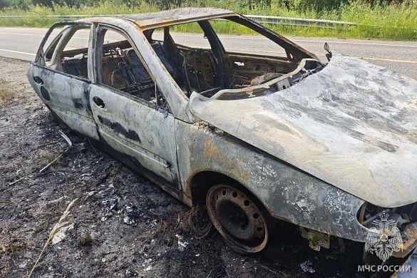 В Савинском районе дотла сгорела легковушка